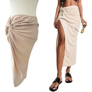 ASOS Cream Textured Twist Mdid Sarong Skirt Size 10